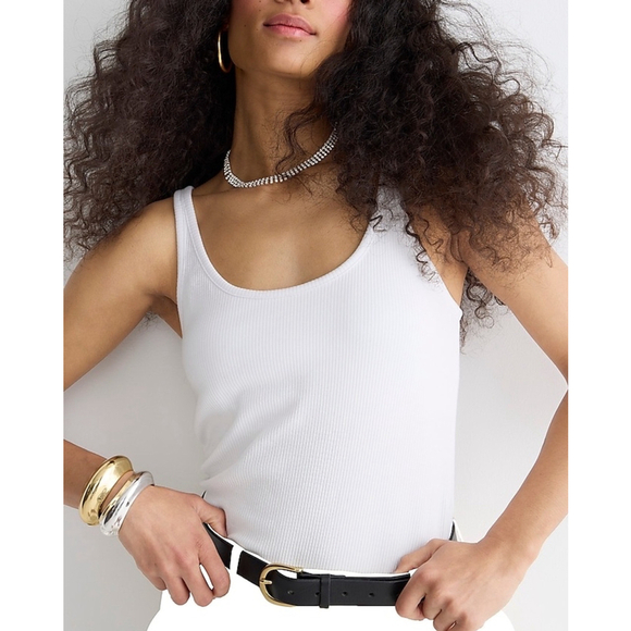 J.Crew Women’s White Vintage Rib Shelf-Bra Tank Top, NWT, Size XXS - Picture 2 of 8